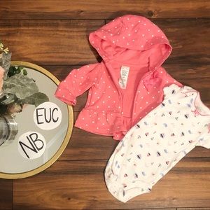 Newborn 2pc set - Pink jacket/sailboat onesie